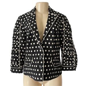 INC International Women's‎ Polka Dot Embroidered Blazer Black/White 12